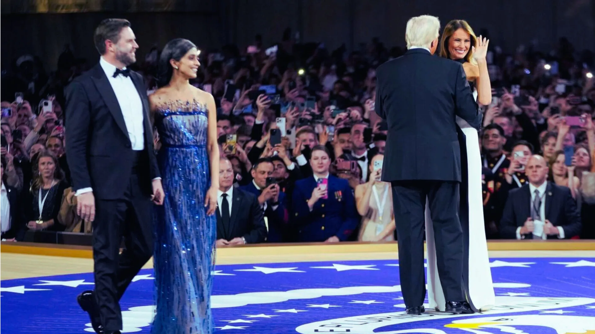 Usha Vance Stuns in Sapphire Dégradé Gown at Trump’s Inaugural Ball
